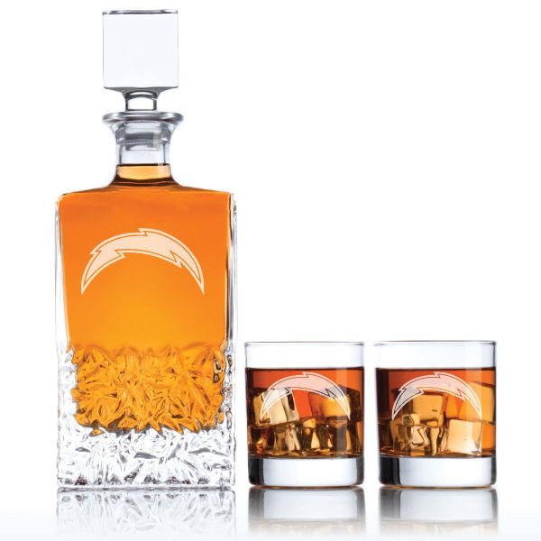 Personalized San Diego Chargers - Personalized Excalibur Decanter Set with Whiskey Glasses - Man Cave Gifts - Gifts for Him