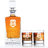 Engraved Clube de Regatas do Flamengo Water Sports Crest - Personalized Excalibur Decanter Set with Old Fashioned Whiskey Glasses
