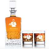 Engraved Scar Face - Personalized Excalibur Decanter Set with Old Fashioned Whiskey Glasses