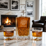 Engraved Super Dad - Personalized Excalibur Decanter Set with Whiskey Glasses