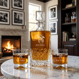 Engraved Moose Head - Personalized Excalibur Decanter Set with Whiskey Glasses