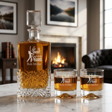 Engraved Life is Short Swing Hard - Personalized Excalibur Decanter Set with Whiskey Glasses