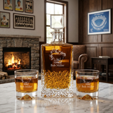 Engraved Save The Drama - Personalized Excalibur Decanter Set with Whiskey Glasses