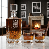 Engraved Dad The Man The Myth The Legend - Personalized Excalibur Decanter Set with Whiskey Glasses
