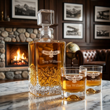 Engraved Wild And Free - Personalized Excalibur Decanter Set with Whiskey Glasses
