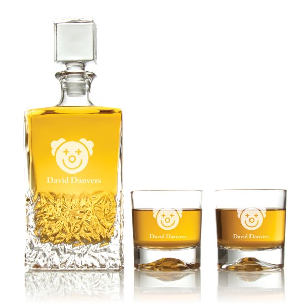 Custom Engraved Funny Joker Design - Personalized Excalibur Decanter Set with Whiskey Glasses