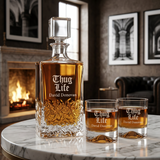 Custom Engraved Thug Life - Personalized Excalibur Decanter Set with Whiskey Glasses