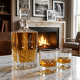 Custom Engraved Golf Split Design - Personalized Excalibur Decanter Set with Whiskey Glasses