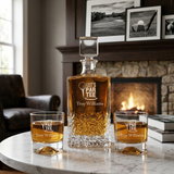 Custom Engraved Lets Par Tee - Personalized Excalibur Decanter Set with Whiskey Glasses