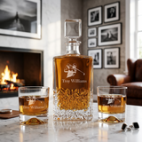 Custom Engraved Golf Swing Design - Personalized Excalibur Decanter Set with Whiskey Glasses