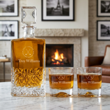Custom Engraved Golf League Championship - Personalized Excalibur Decanter Set with Whiskey Glasses