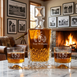 Custom Engraved Golf Bag - Personalized Excalibur Decanter Set with Whiskey Glasses