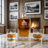 Custom Engraved Golfer Ladies Swing - Personalized Excalibur Decanter Set with Whiskey Glasses
