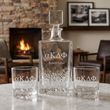 Custom Engraved Alpha Kappa Delta Phi - Personalized Excalibur Decanter Set with Whiskey Glasses