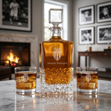Engraved AS Monaco FC - Ligue 1 France - Football - Personalized Excalibur Decanter Set - Soccer Fanatic Gift Ideas