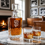 Engraved San Francisco Giants Cap Logo - Major League Baseball - Personalized Excalibur Decanter Set - Baseball Fanatic Gift Ideas