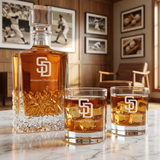 Engraved San Diego Padres Logo - Major League Baseball - Personalized Excalibur Decanter Set - Baseball Fanatic Gift Ideas