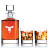 Engraved Veterinary - Personalized Bellagio Decanter Set with Old Fashion Whiskey Glasses