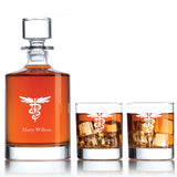Engraved Veterinary - Personalized Bellagio Decanter Set with Old Fashion Whiskey Glasses