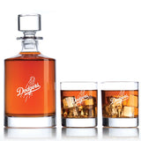 Engraved Dodgers - Personalized Bellagio Decanter Set with Old Fashioned Whiskey Glasses