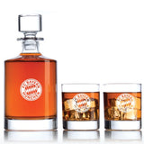 Engraved Muchen - Personalized Bellagio Decanter Set with Old Fashioned Whiskey Glasses