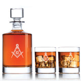 Engraved Mason - Personalized Bellagio Decanter Set with Old Fashioned Whiskey Glasses