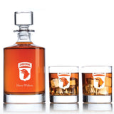 Engraved Airborne - Personalized Bellagio Decanter Set with Old Fashioned Whiskey Glasses
