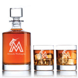 Engraved Miami Marlins Logo - Major League Baseball - Personalized Bellagio Decanter Set - Baseball Fanatic Gift Ideas