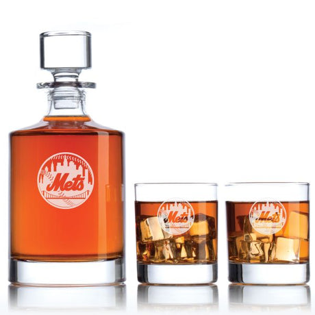 Engraved New York Mets - Major League Baseball - Personalized Bellagio Decanter Set - Baseball Fanatic Gift Ideas