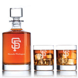 Engraved San Francisco Giants Cap Logo - Major League Baseball - Personalized Bellagio Decanter Set - Baseball Fanatic Gift Ideas