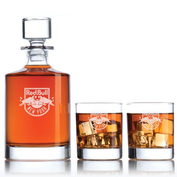 Engraved New York City Red Bulls - Major League Soccer - Personalized Bellagio Decanter Set - Soccer Fanatic Gift Ideas