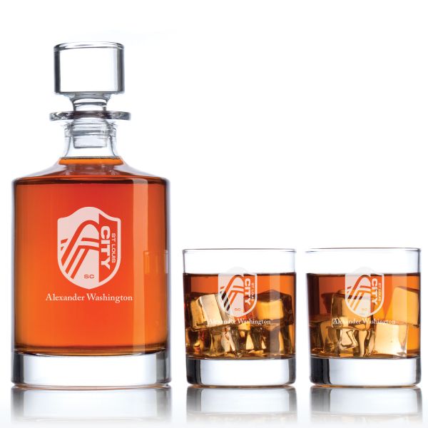 Engraved St. Louis City FC - Major League Soccer - Personalized Bellagio Decanter Set - Soccer Fanatic Gift Ideas
