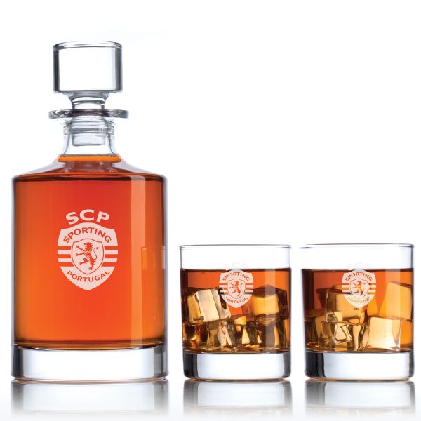 Engraved Sporting Clube de Portugual - Primeira Liga Portugal - Football - Personalized Bellagio Decanter Set - Soccer Fanatic Gift Ideas