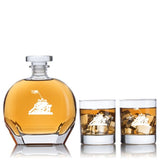 Engraved Iwo Jima - Personalized Puccini Decanter Set with Old Fashion Whiskey Glasses