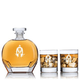 Engraved Punisher Sketch - Personalized Puccini Decanter Set with Old Fashioned Whiskey Glasses