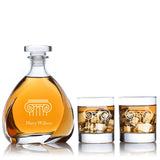 Engraved Greek Column - Personalized Madison Decanter Set with Old Fashion Whiskey Glasses