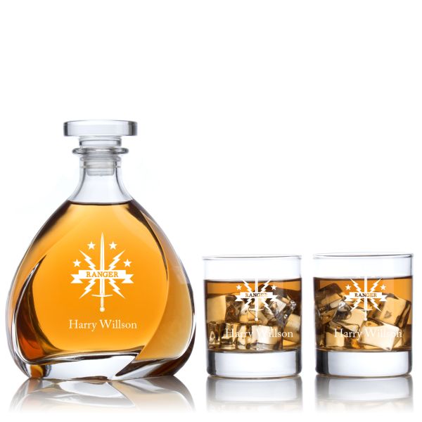 Engraved Ranger - Personalized Madison Decanter Set with Old Fashion Whiskey Glasses