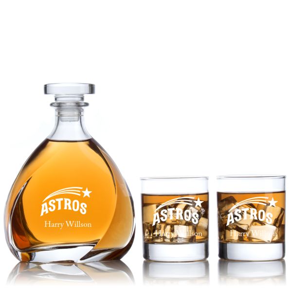 Engraved Astros - Personalized Madison Decanter Set with Old Fashioned Whiskey Glasses