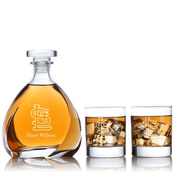 Engraved St Louis Cardinals - Personalized Madison Decanter Set with Old Fashioned Whiskey Glasses