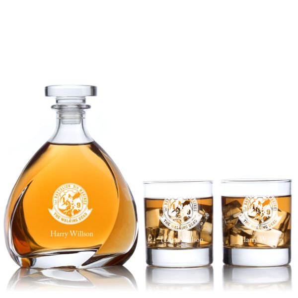 Engraved Marines The Walking Dead - Personalized Madison Decanter Set with Old Fashioned Whiskey Glasses