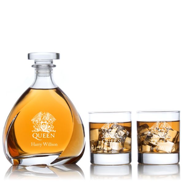 Engraved Queen - Personalized Madison Decanter Set with Old Fashioned Whiskey Glasses