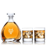 Engraved Dragon Head - Personalized Madison Decanter Set with Old Fashioned Whiskey Glasses