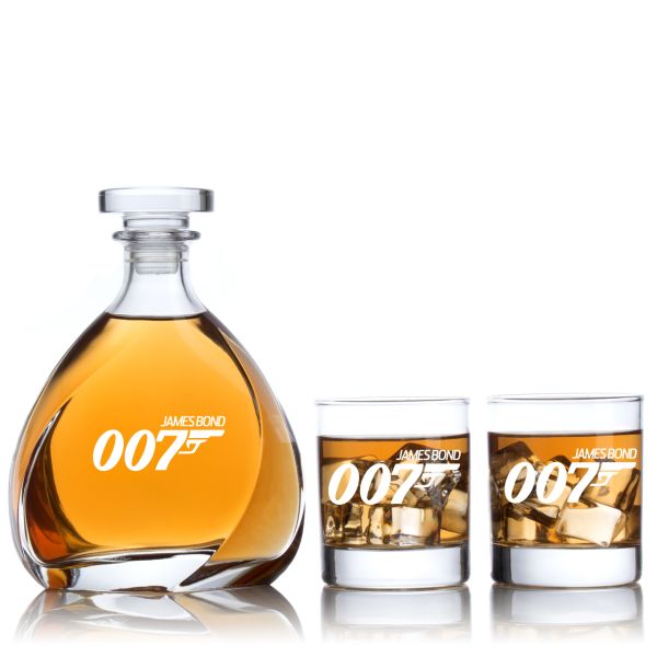 Engraved 007 James Bond - Personalized Madison Decanter Set with Old Fashioned Whiskey Glasses