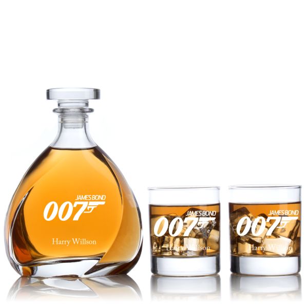 Engraved 007 James Bond - Personalized Madison Decanter Set with Old Fashioned Whiskey Glasses