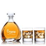 Engraved Fancy Font Camping - Personalized Madison Decanter Set with Whiskey Glasses