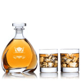 Custom Engraved Golfing Flag Emblem - Personalized Madison Decanter Set with Whiskey Glasses