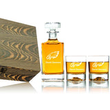 Philadelphia Eagles Decanter Gift Set with Wood Gift Box - Football Fanatic Gift Ideas - Classic Personalized Whiskey Decanter Set - Man Cave Gifts - Gifts For Him