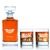 Wonder Woman Logo - Classic Decanter Set - Superhero Theme Decanter Set