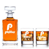Engraved Philadelphia Phillies - Personalized Classic Decanter Set with Old Fashioned Whiskey Glasses