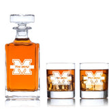 Engraved Marshall Thundering Herd - Personalized Classic Decanter Set with Old Fashioned Whiskey Glasses